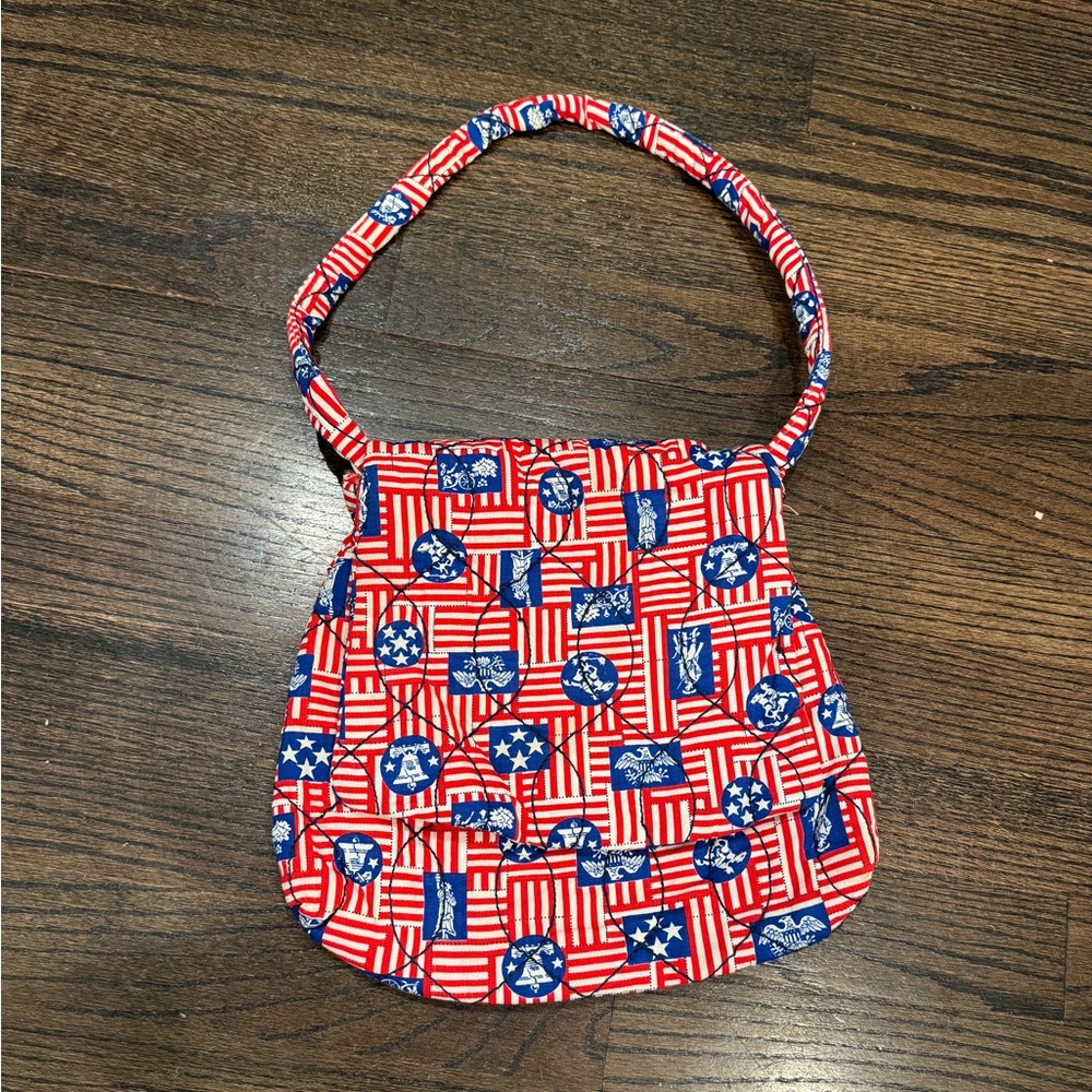 Vintage Americana Patriotic Handbag Purse Tote America 250 Red White Blue Flag